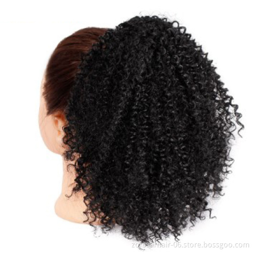 New arrival wrap around ponytail natural virgin human hair afro puff curly hair drawstring ponytail